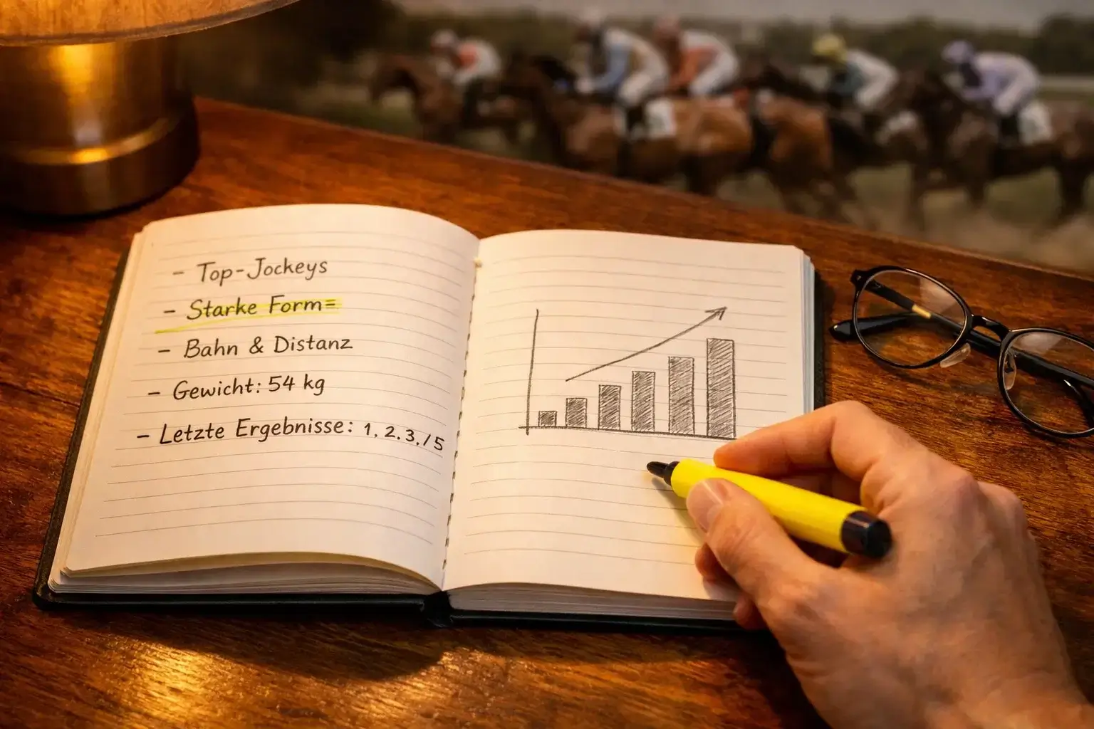 Rennprogramm mit Formtabelle und Statistiken zur Pferdeanalyse