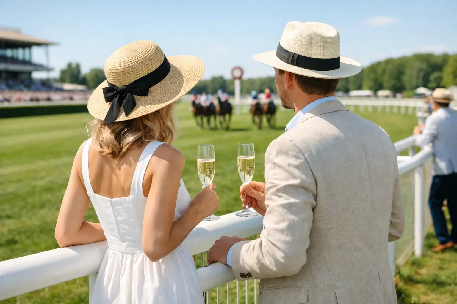 Besucher genießen das Ambiente auf einer deutschen Rennbahn