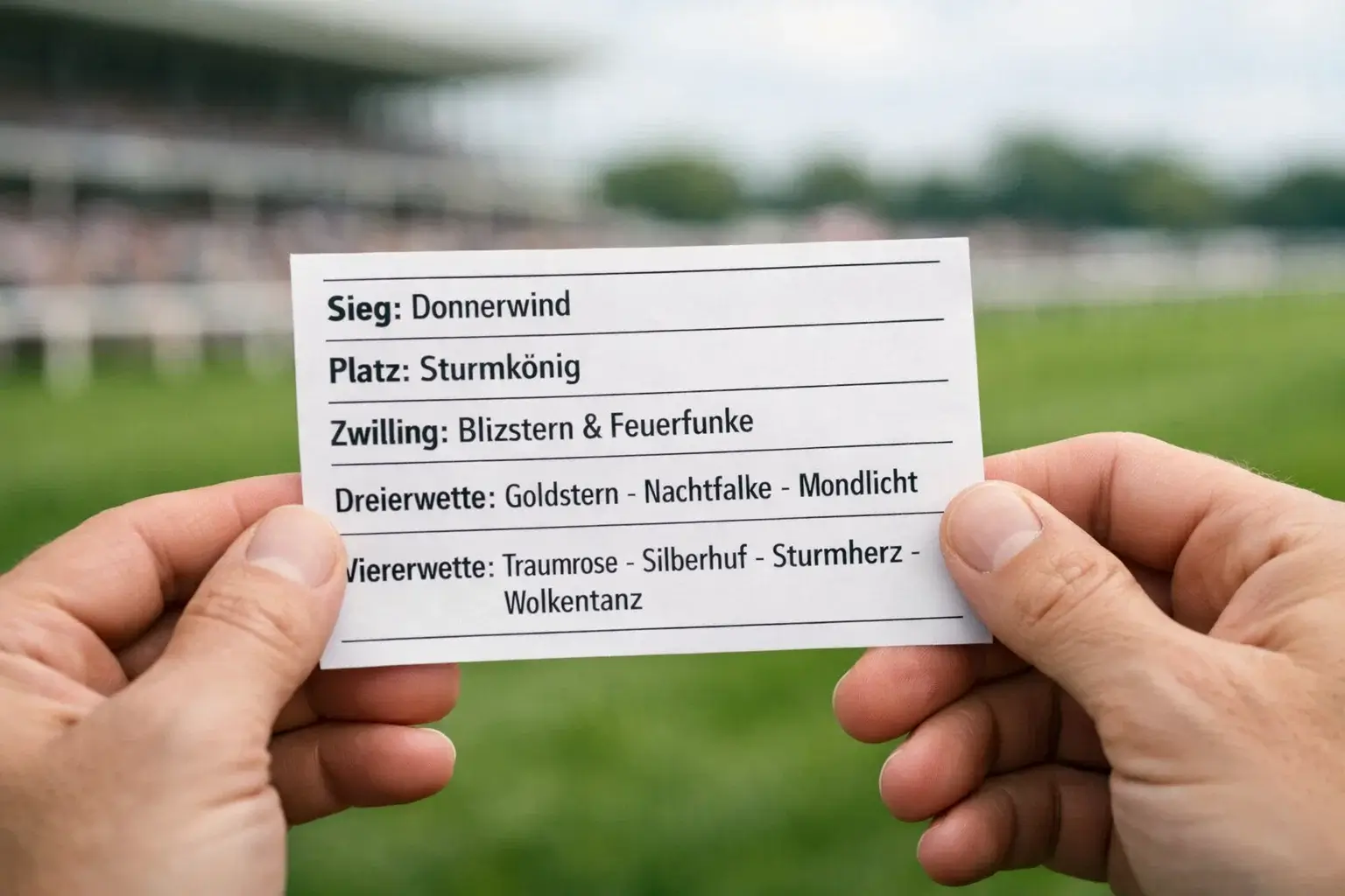 Wettschein für Pferdewetten mit verschiedenen Wettoptionen